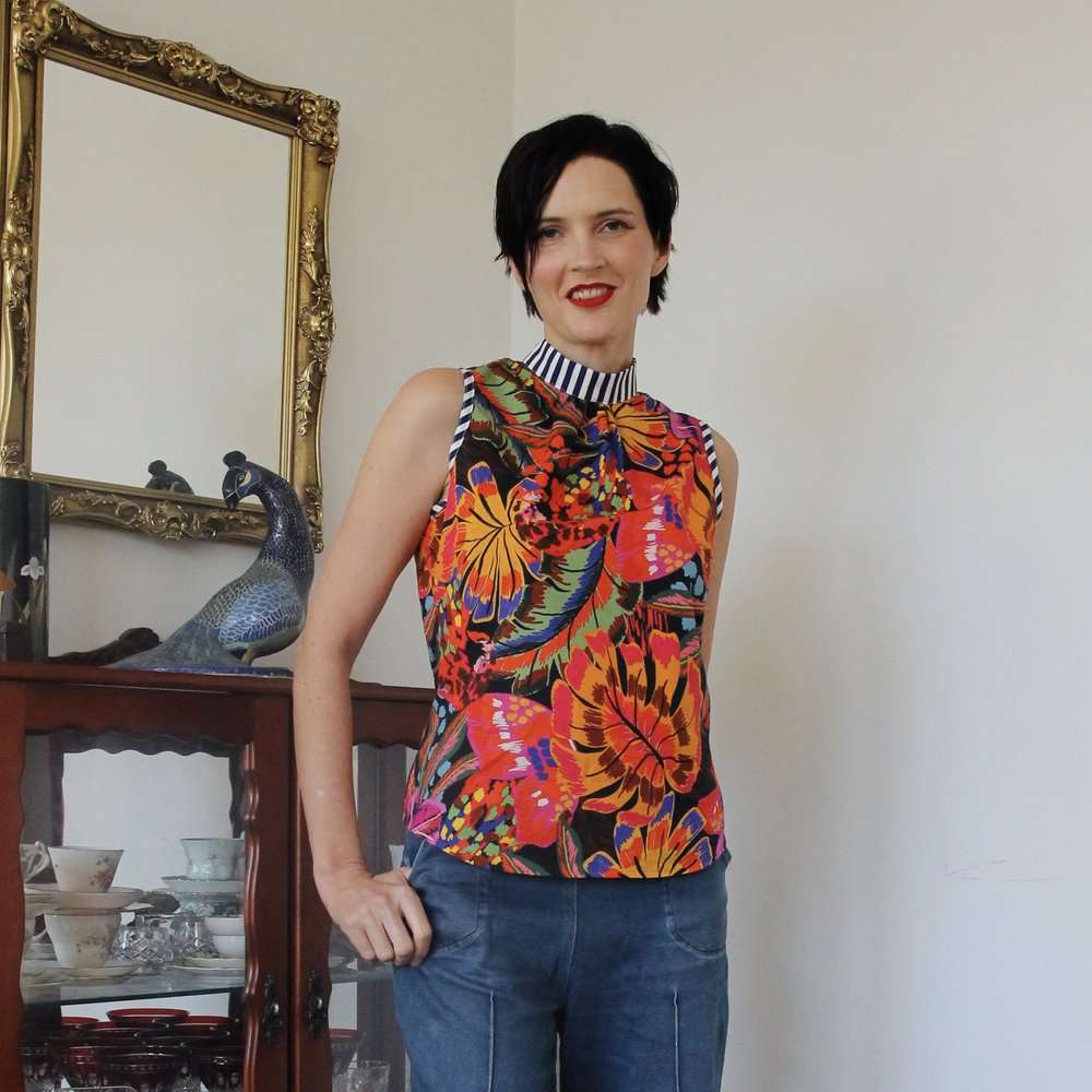 Bright Floral Cotton Sleeveless Blouse