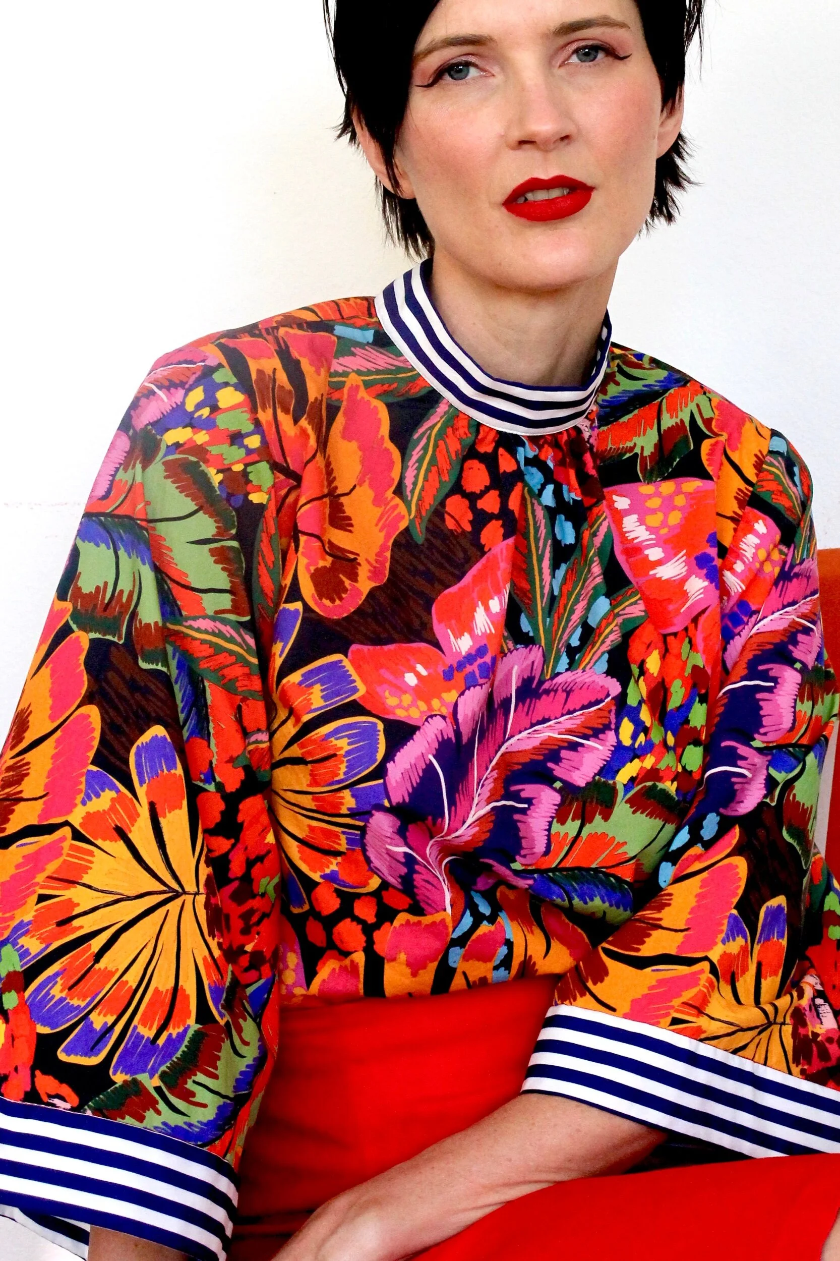 Flared Sleeve Cotton Blouse