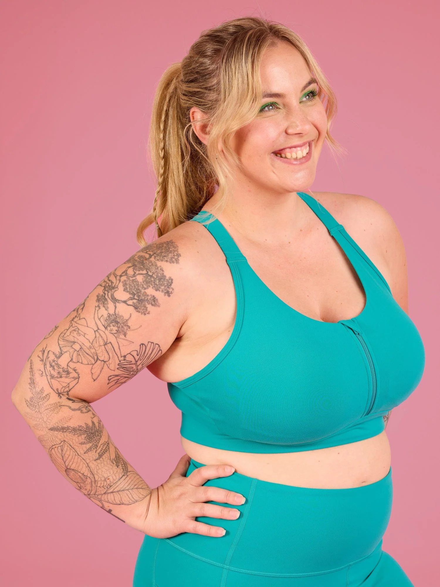 Teal FlexiZip Crop
