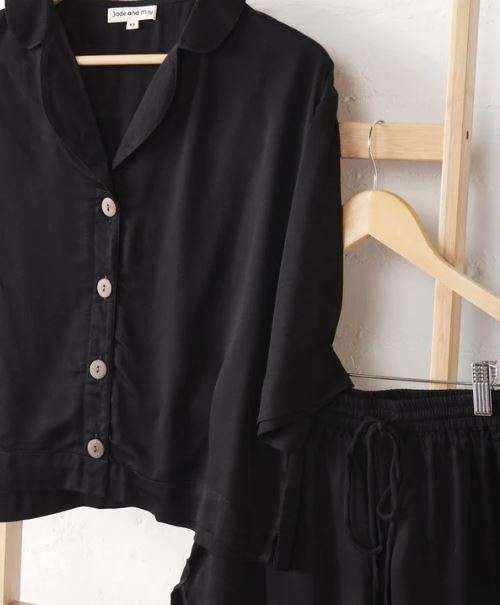 Bamboo Pyjamas: Crop Button Up and Pant Set