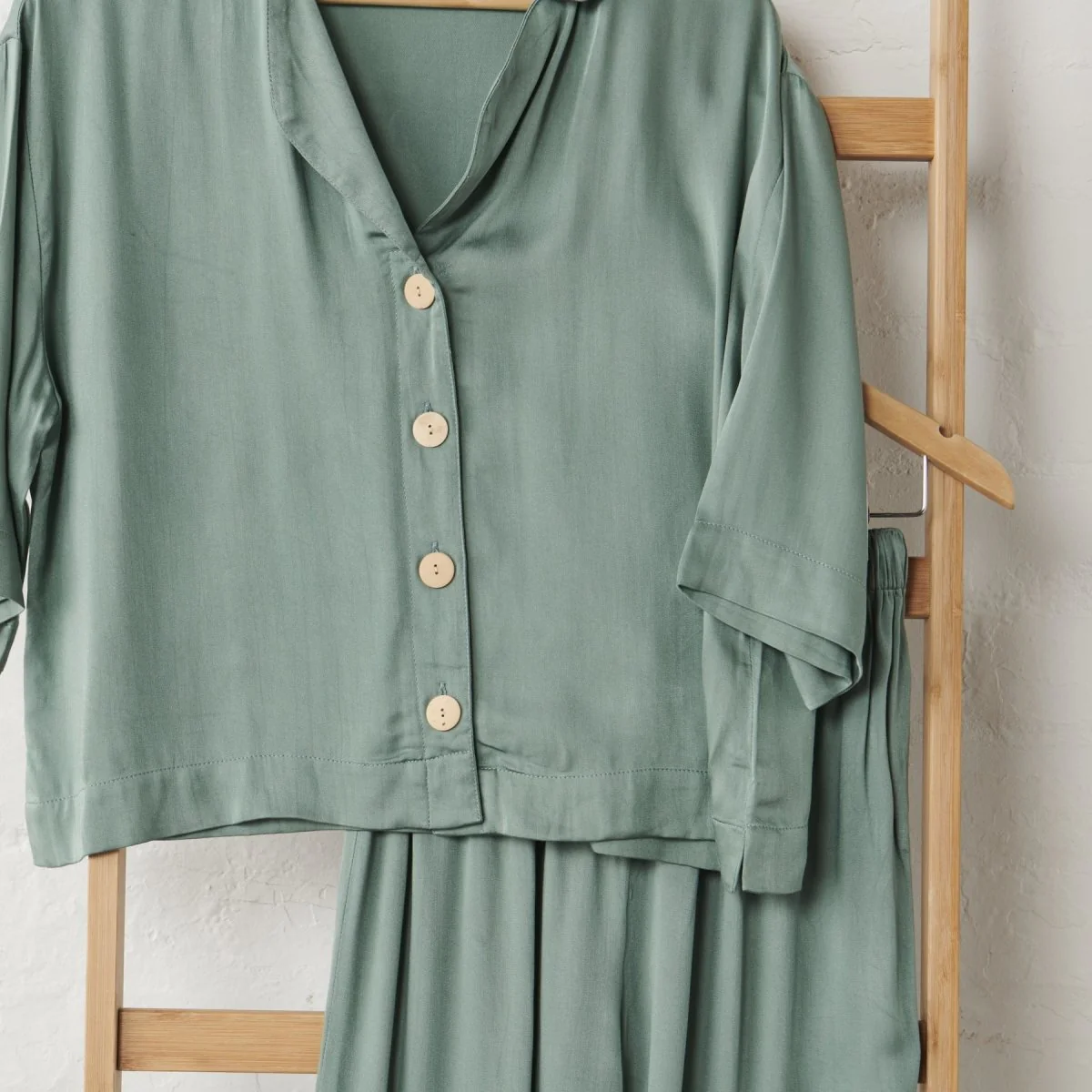 Bamboo Pyjamas: Crop Button Up and Pant Set