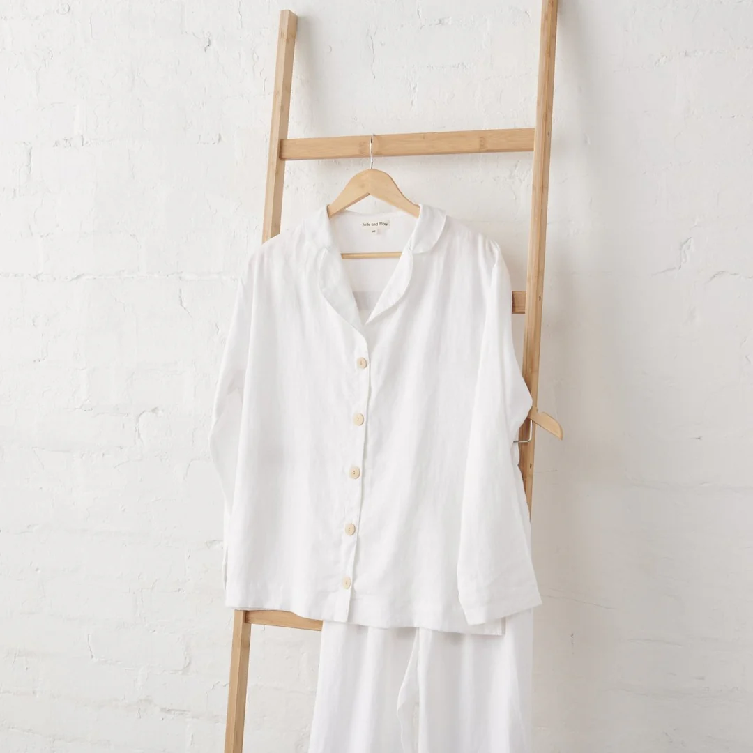 Classic White Linen Pyjama Set