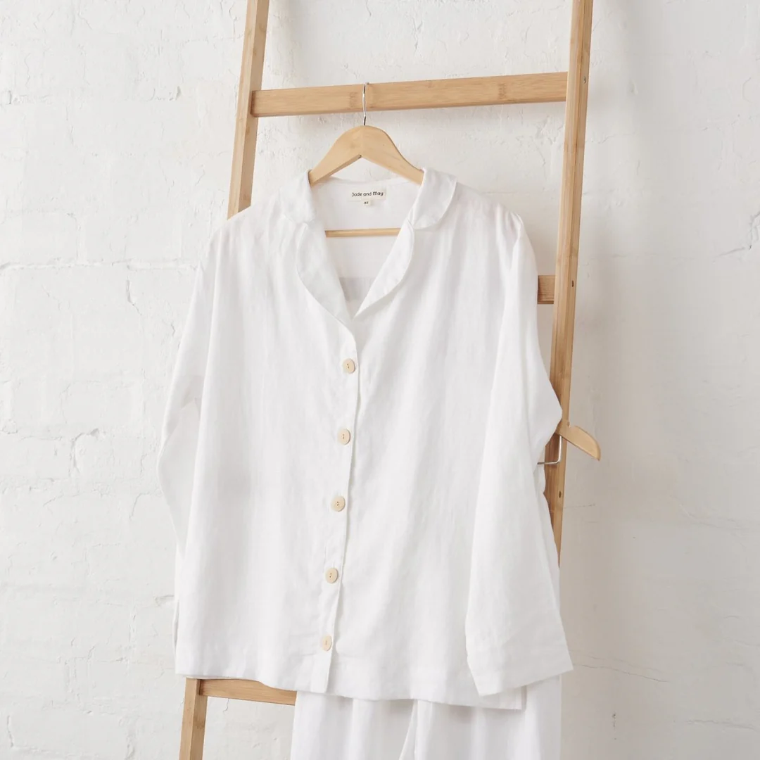 Classic White Linen Pyjama Set