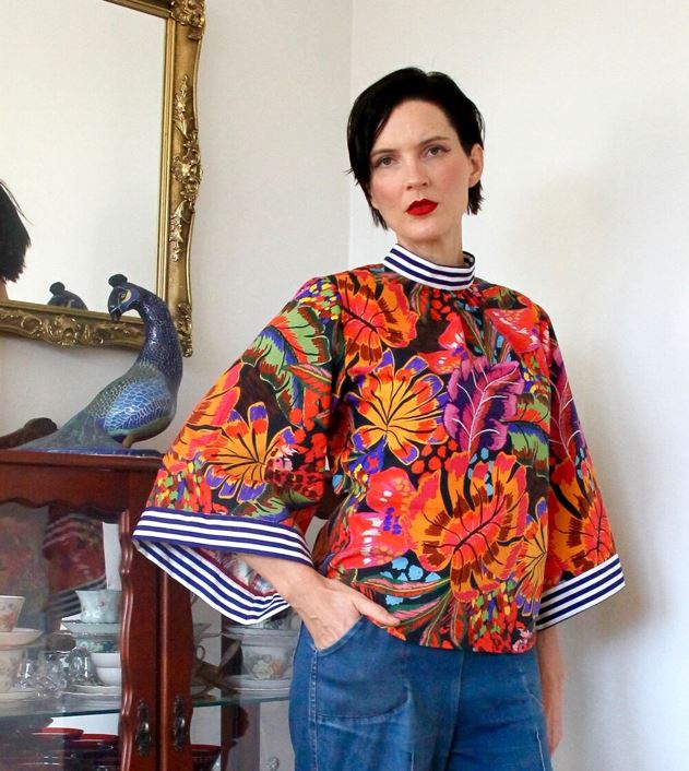 Flared Sleeve Cotton Blouse