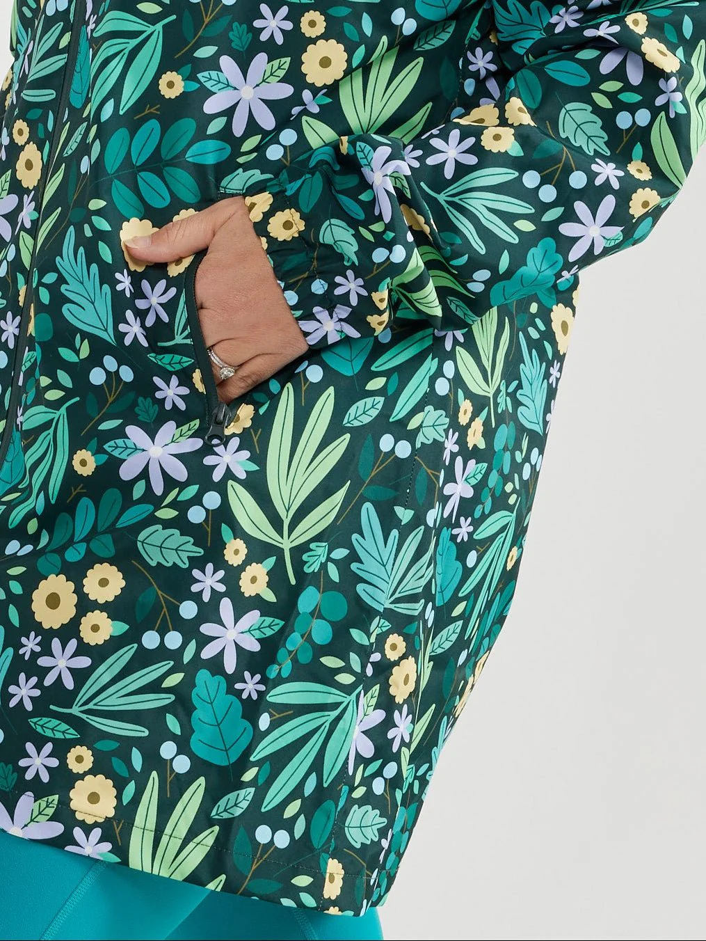 Leaves and Blooms Longline Raincoat